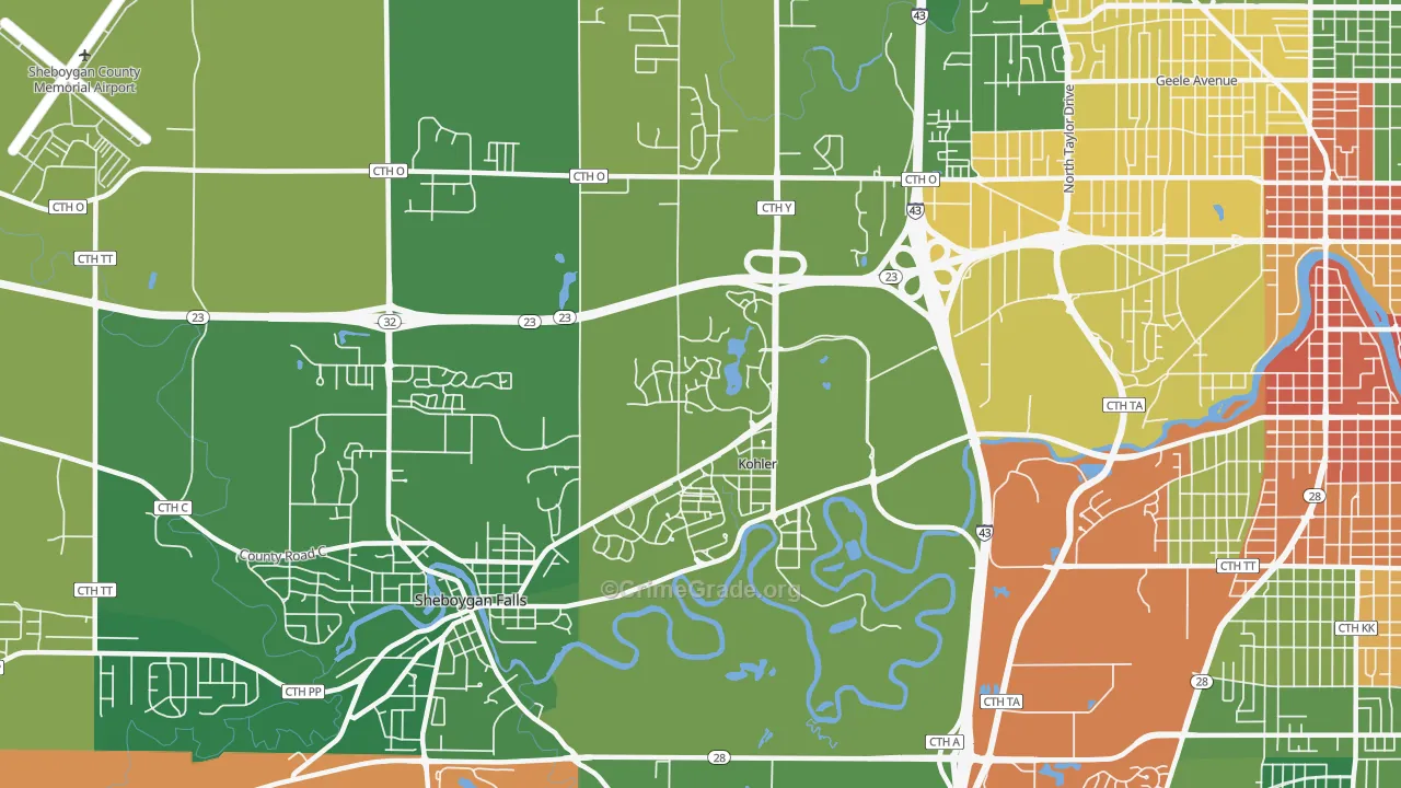 Kohler, WI Map of Assault Rates