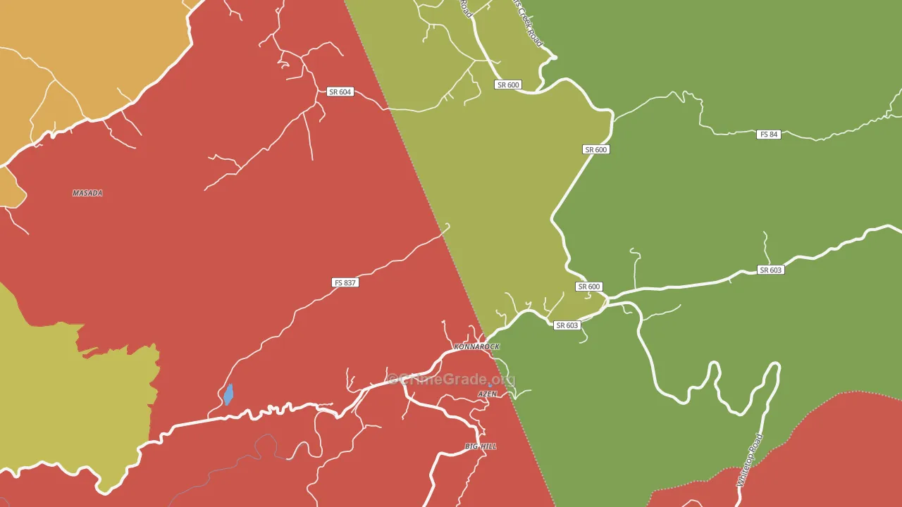 Konnarock, VA Map of Assault Rates