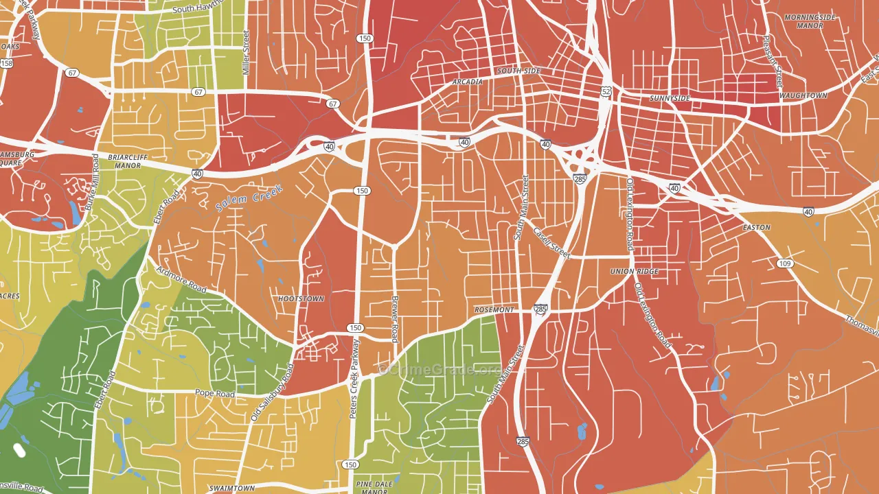 Konnoak, Winston-Salem, NC Map of Assault Rates