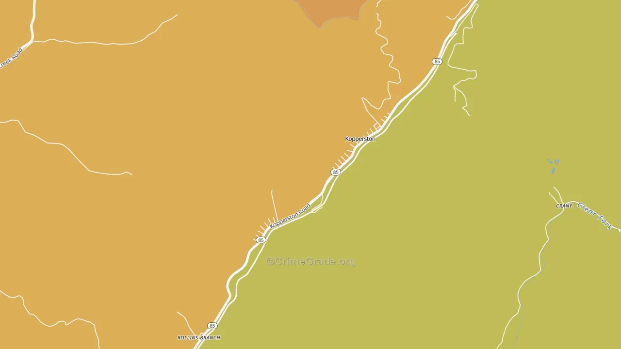 Kopperston, WV Map of Assault Rates