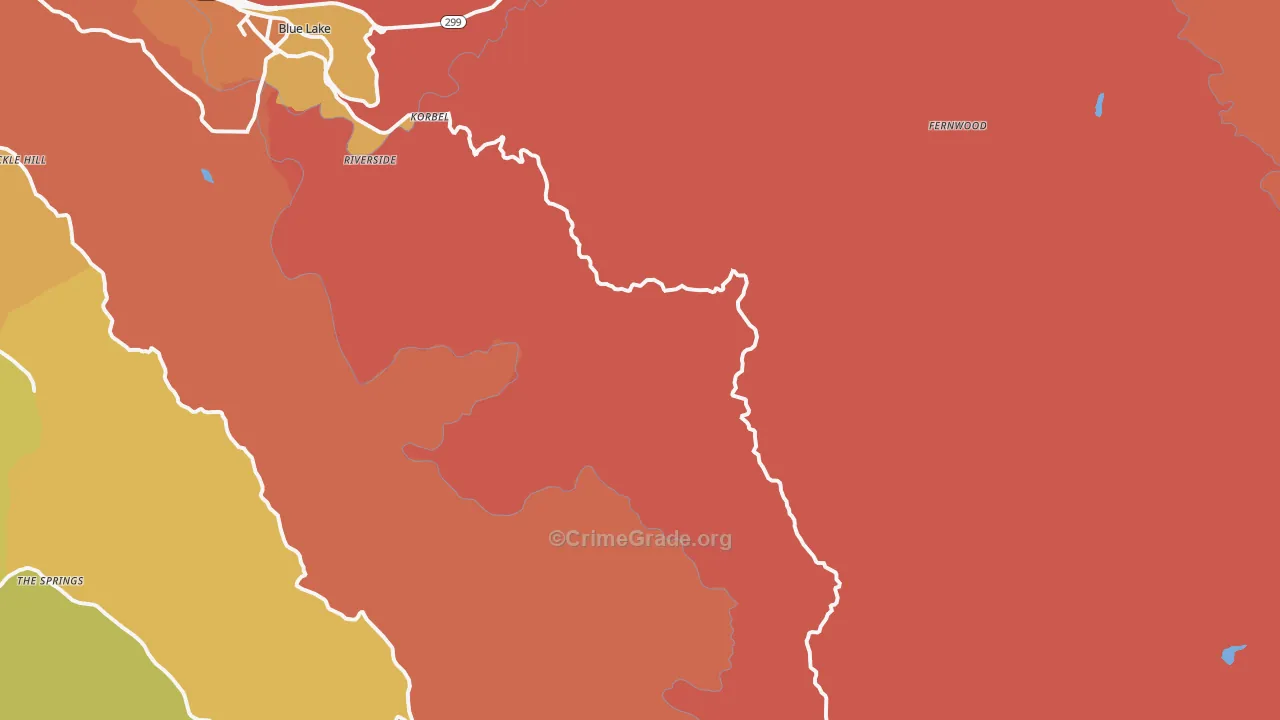 Korbel, CA Map of Assault Rates