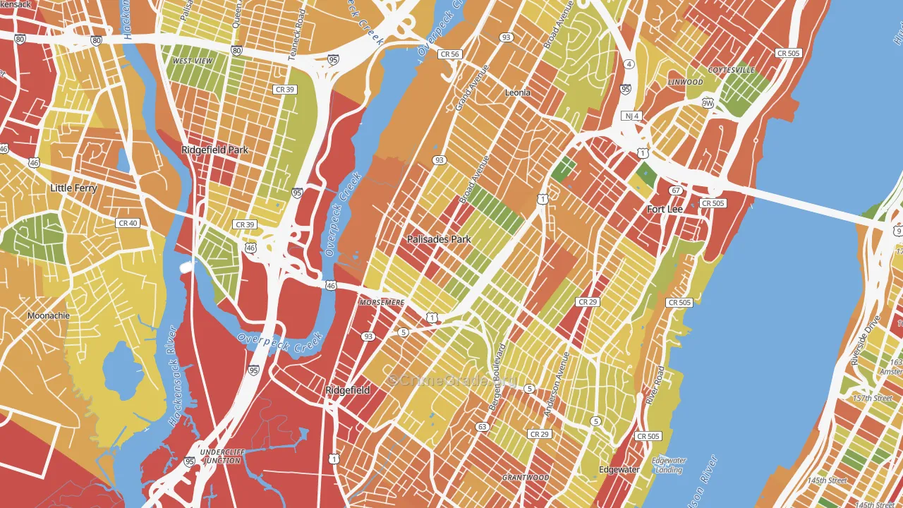Koreatown, Palisades Park, NJ Map of Assault Rates
