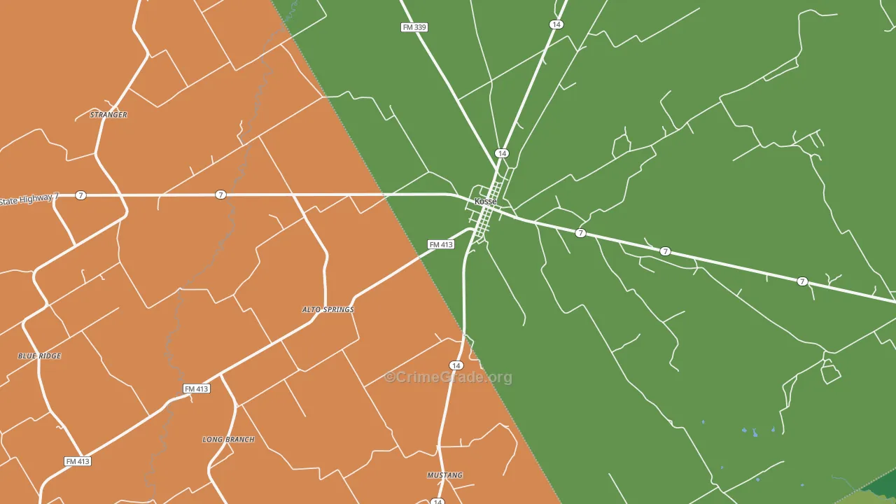 Kosse, TX Map of Assault Rates