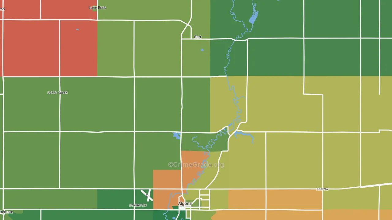 Kossuth County, IA Map of Assault Rates