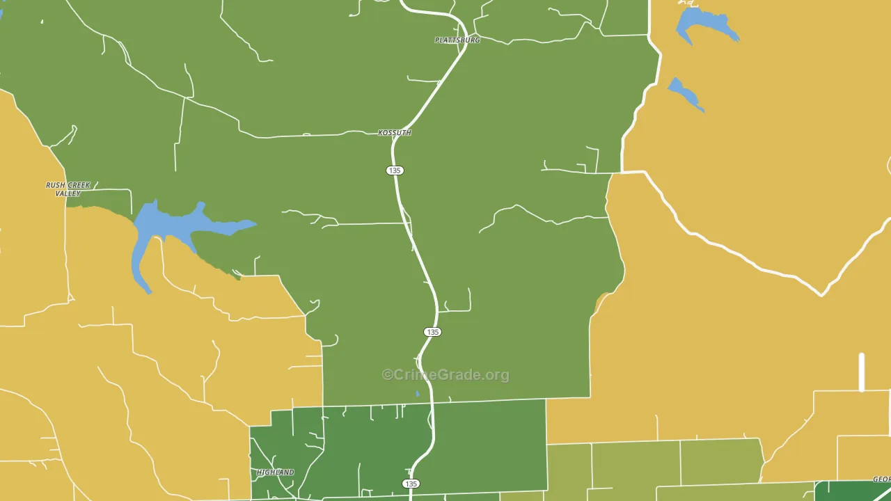 Kossuth, IN Map of Assault Rates