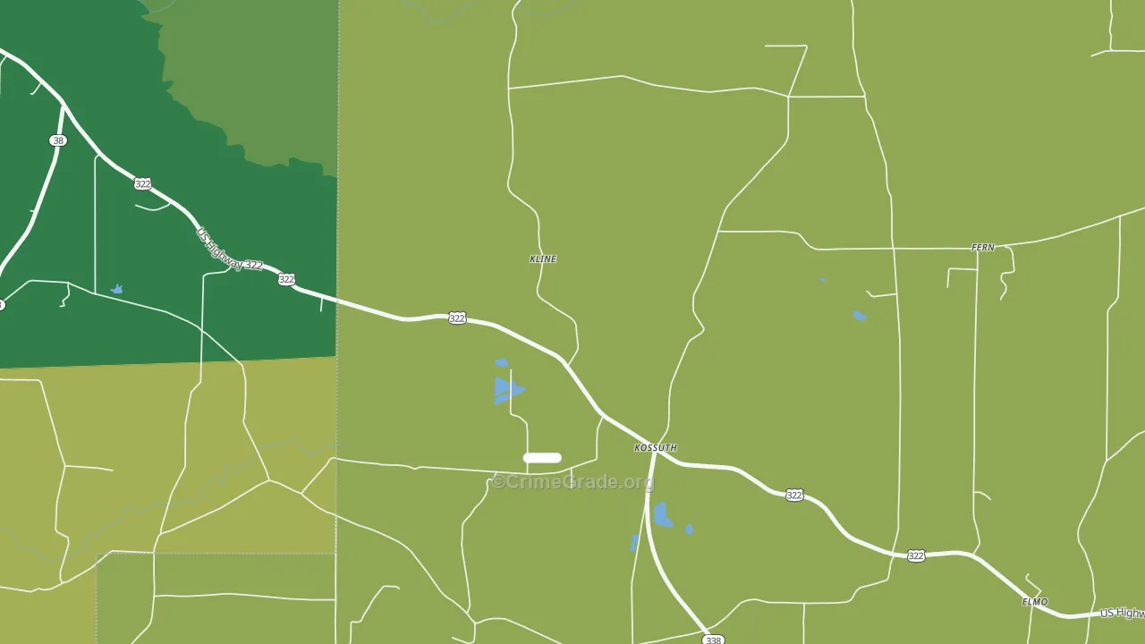 Kossuth, PA Map of Assault Rates