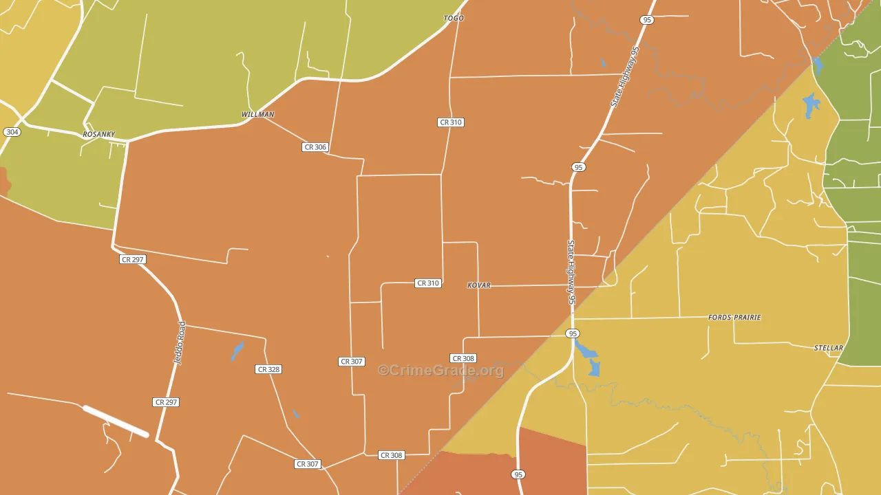 Kovar, TX Map of Assault Rates