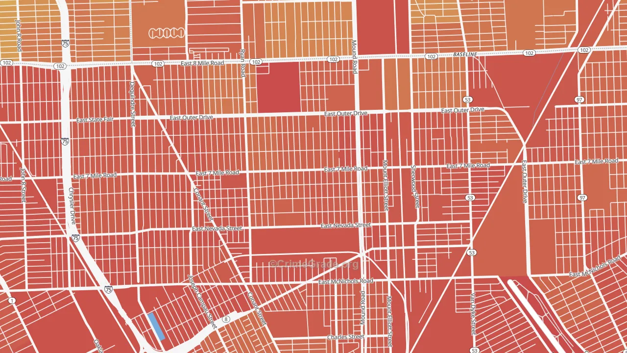 Kranz Woods, Detroit, MI Map of Assault Rates