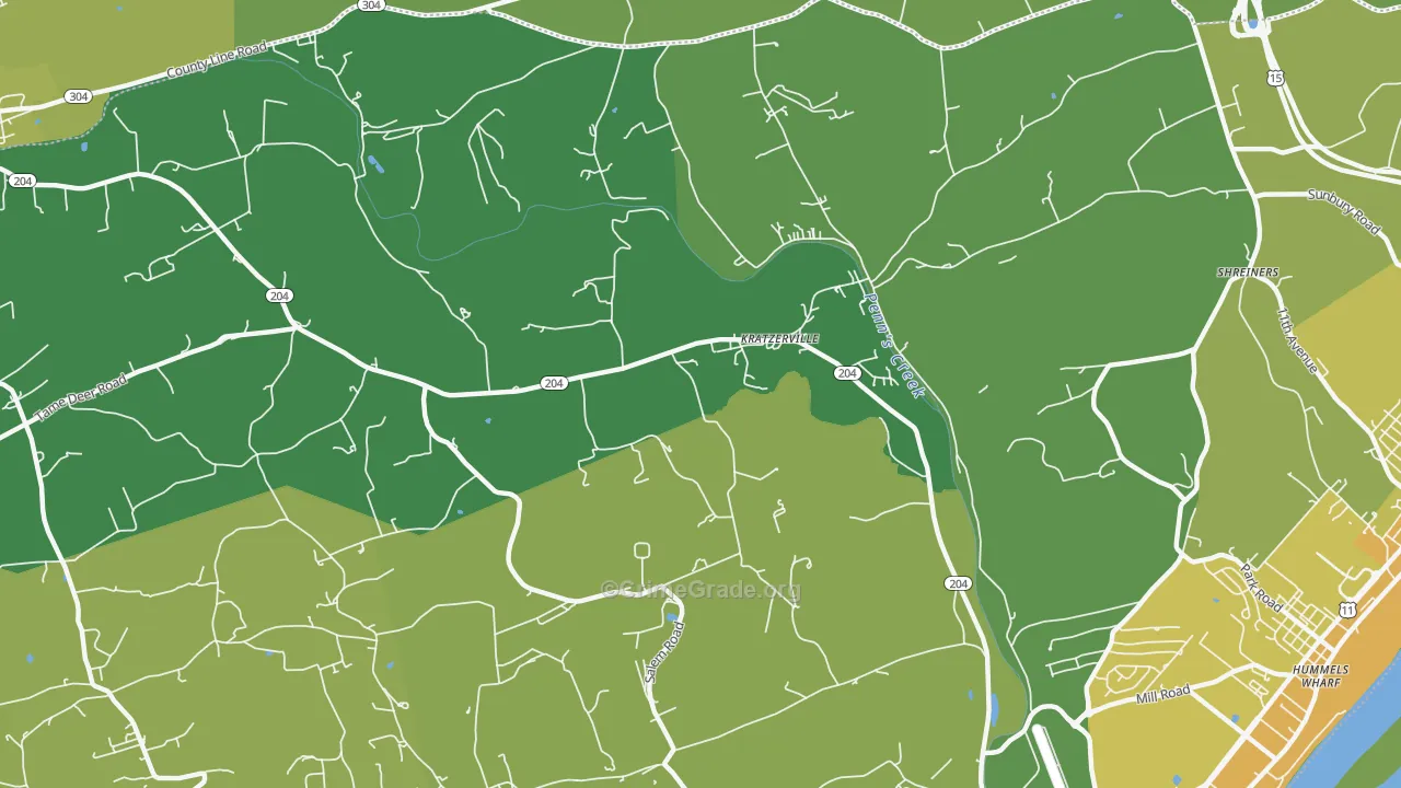 Kratzerville, PA Map of Assault Rates