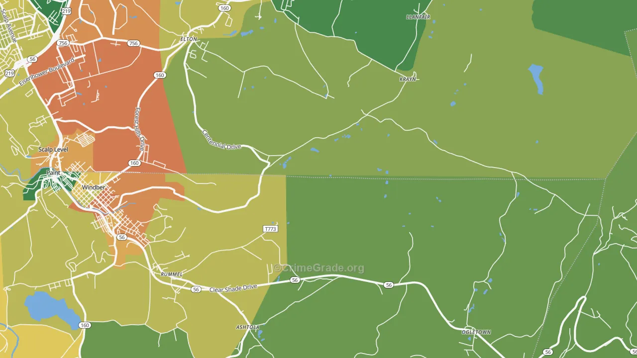 Krayn, PA Map of Assault Rates