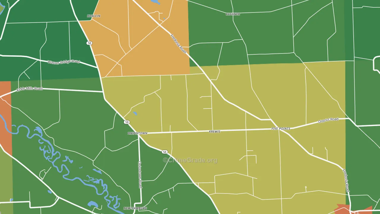 Kremis, PA Map of Assault Rates