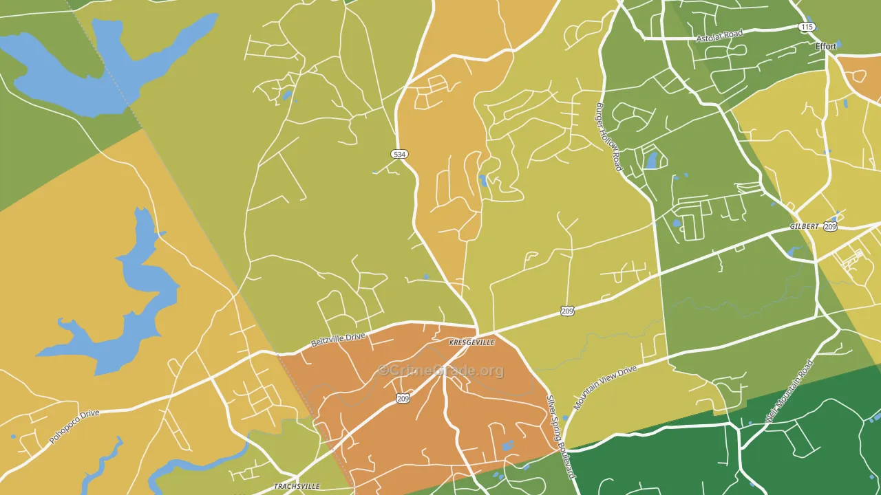 Kresgeville, PA Map of Assault Rates