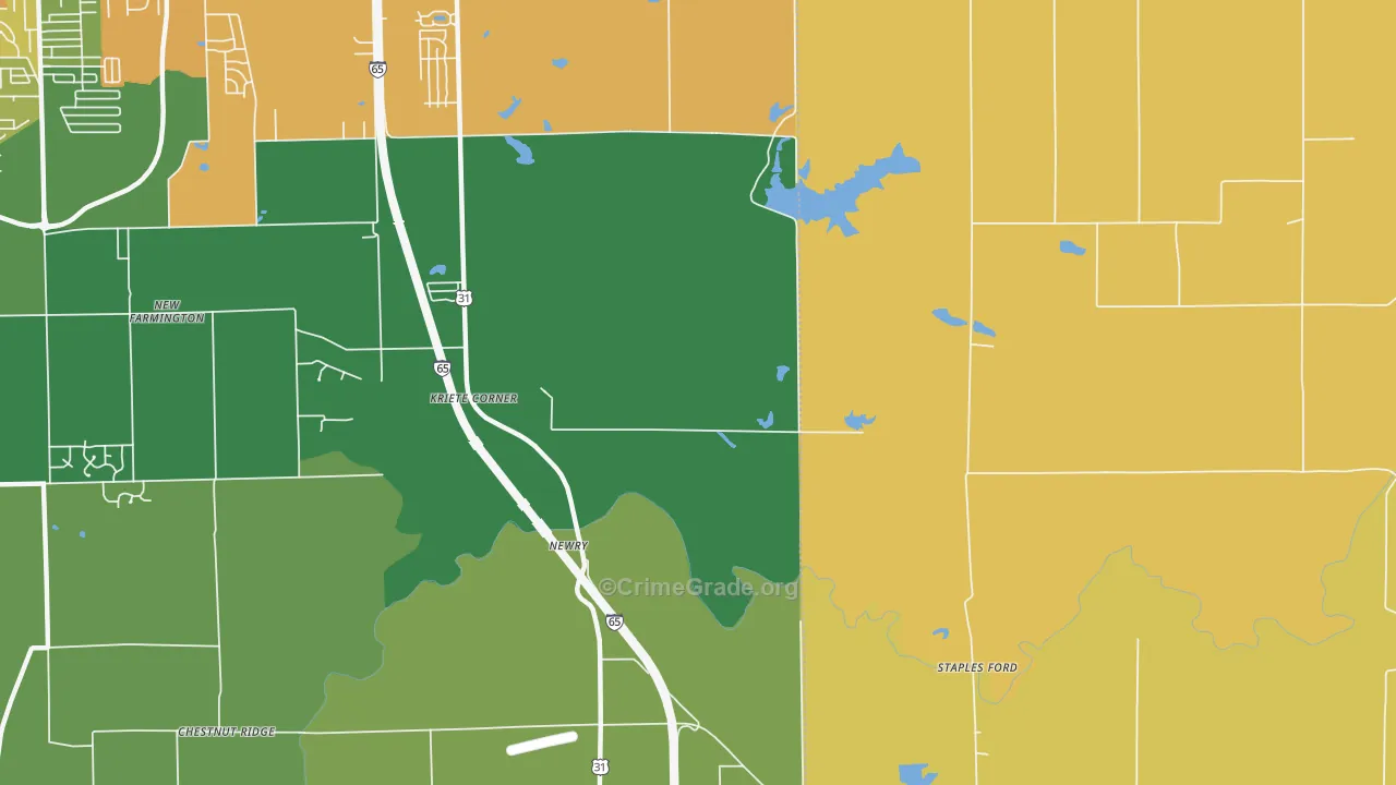 Kriete Corners, IN Map of Assault Rates