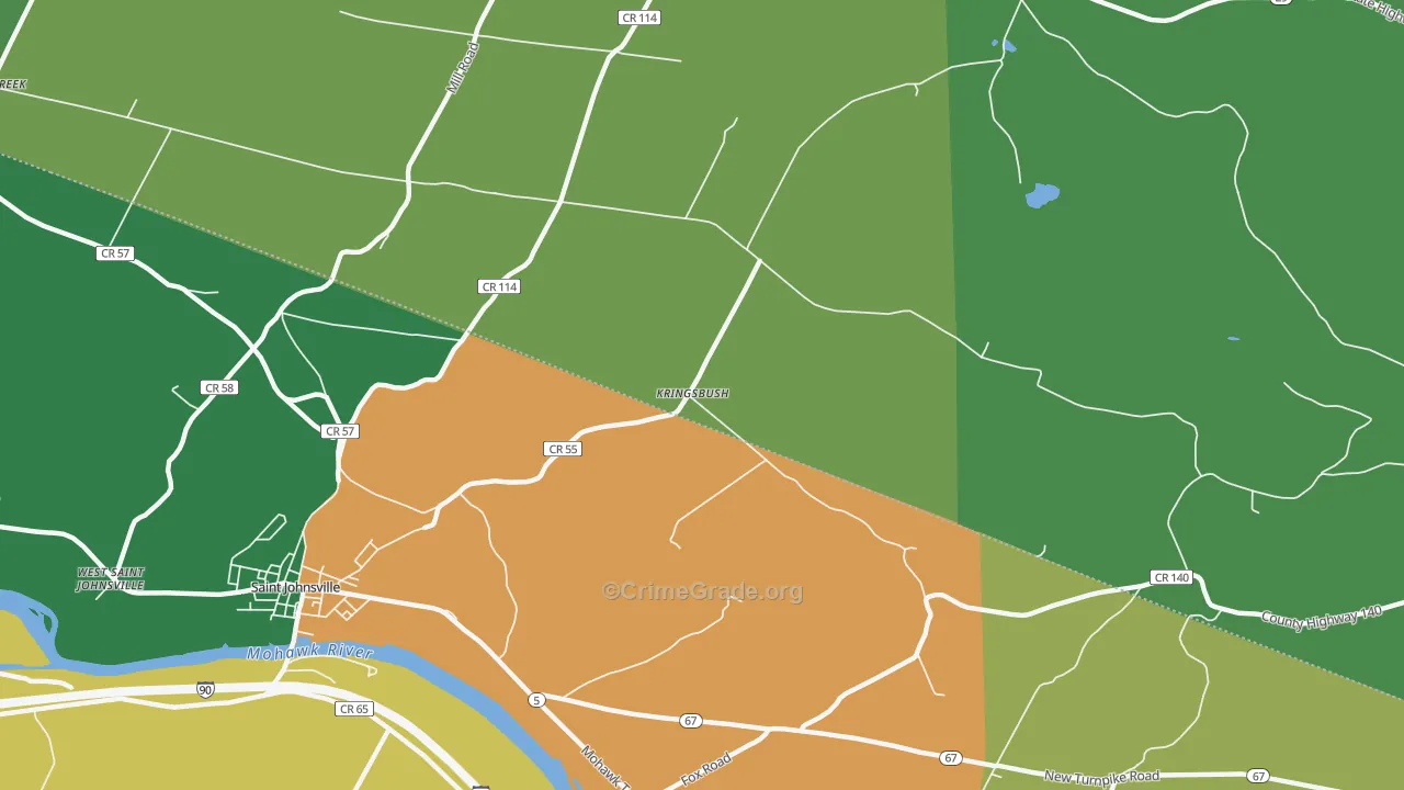 Kringsbush, NY Map of Assault Rates