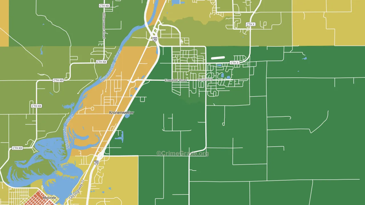 Kronenwetter, WI Map of Assault Rates