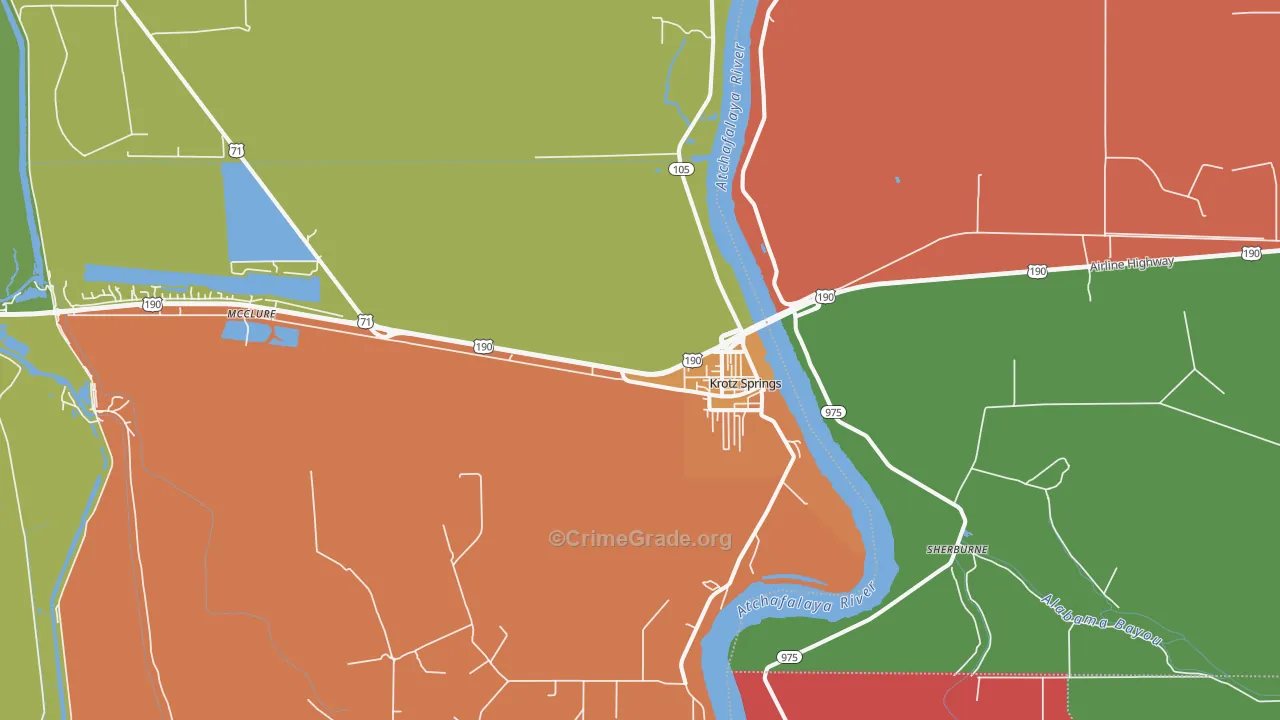 Krotz Springs, LA Map of Assault Rates