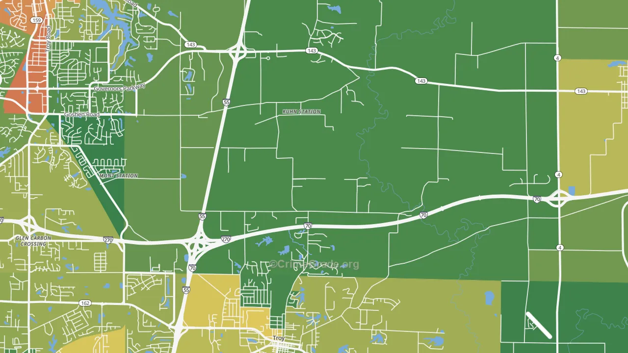Kuhn Station, IL Map of Assault Rates