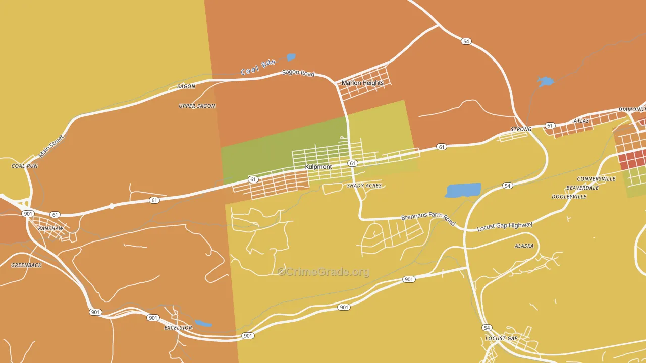 Kulpmont, PA Map of Assault Rates