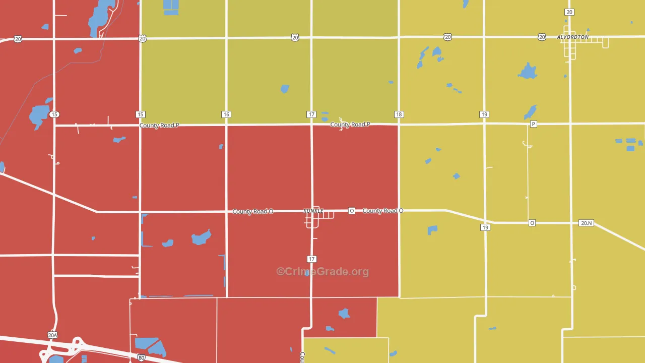 Kunkle, OH Map of Assault Rates