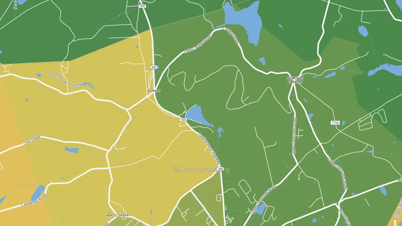 Kunkle, PA Map of Assault Rates