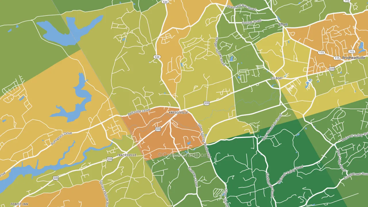 Kunkletown, PA Map of Assault Rates