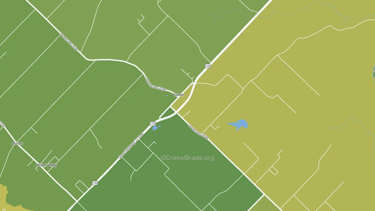 Kurten, TX Map of Assault Rates