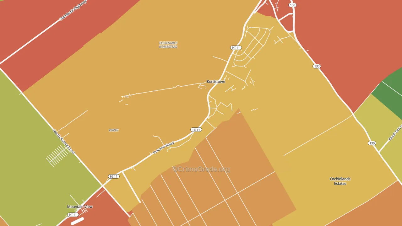 Kurtistown, HI Map of Assault Rates