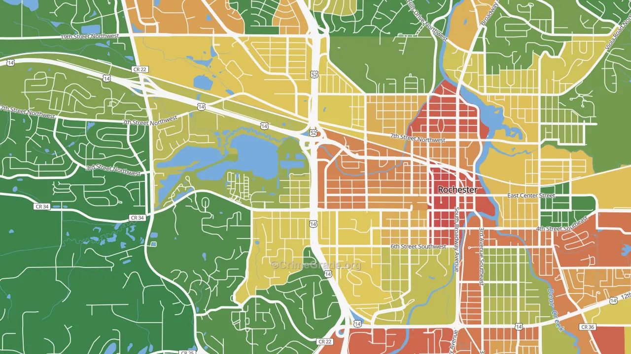 Kutzky Park, Rochester, MN Map of Assault Rates