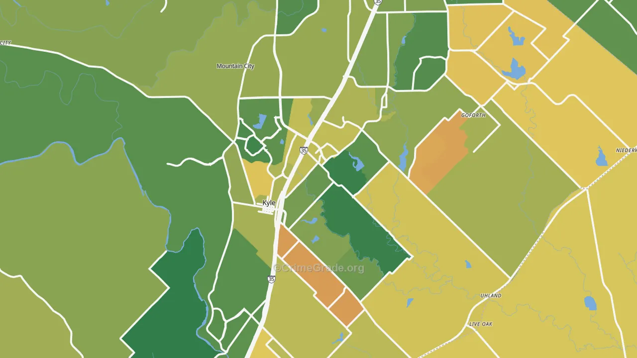 Kyle, TX Map of Assault Rates