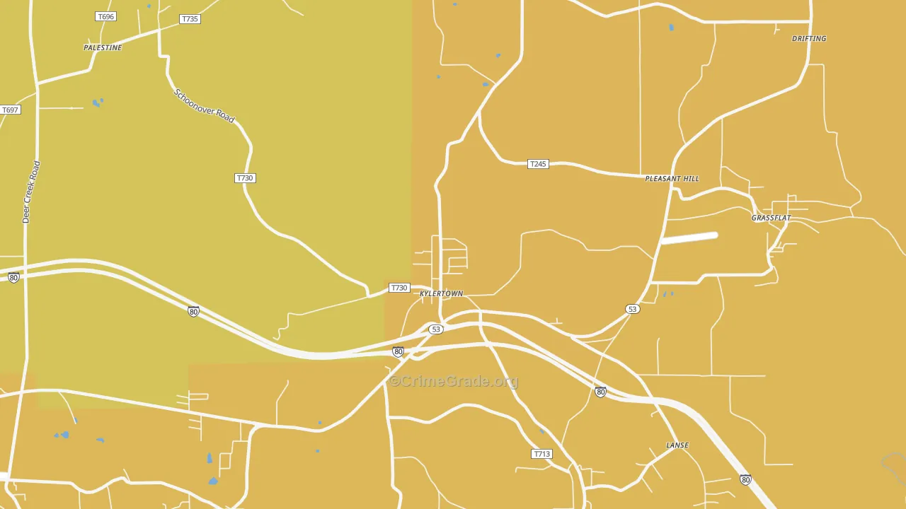 Kylertown, PA Map of Assault Rates