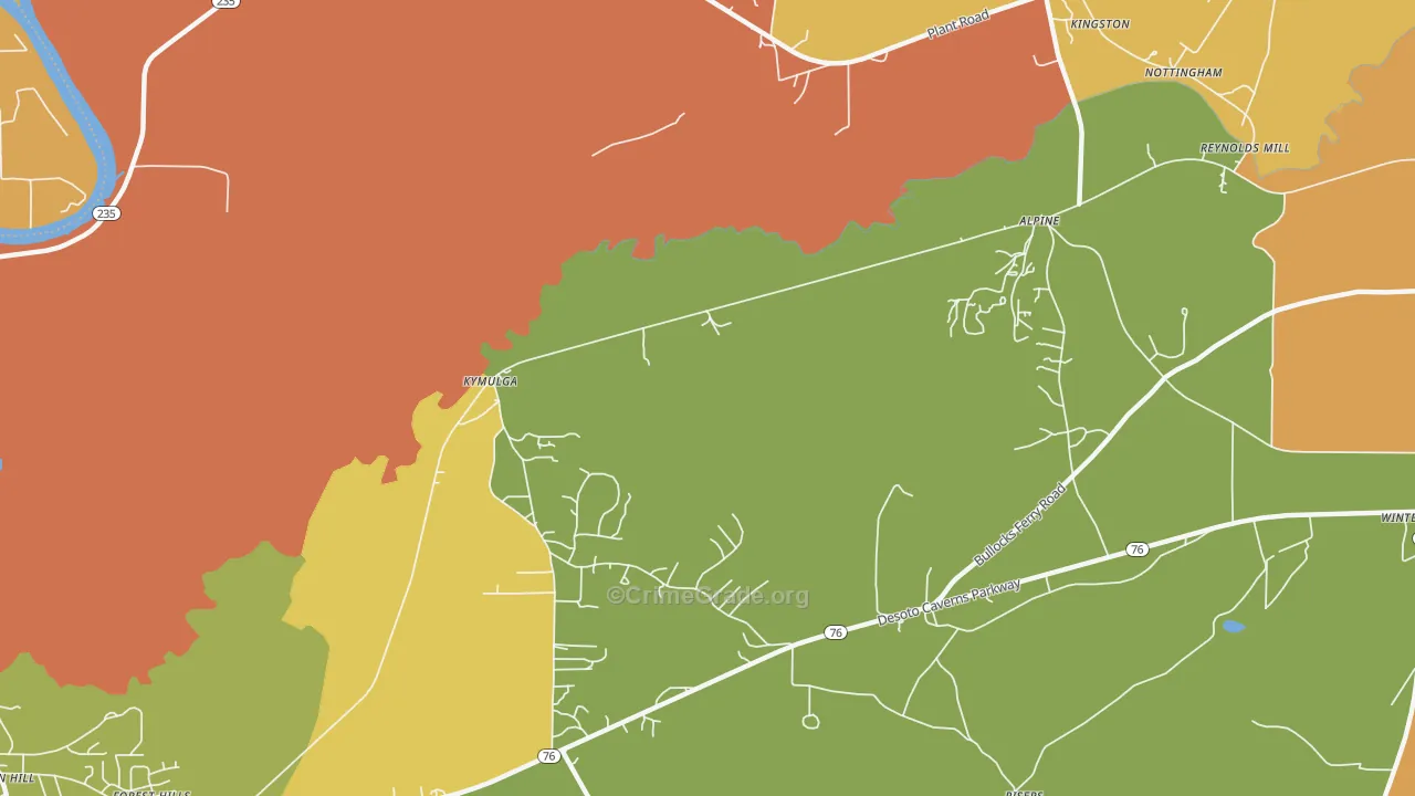 Kymulga, AL Map of Assault Rates