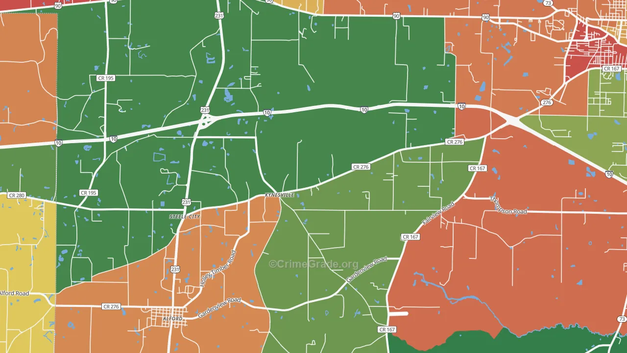 Kynesville, FL Map of Assault Rates