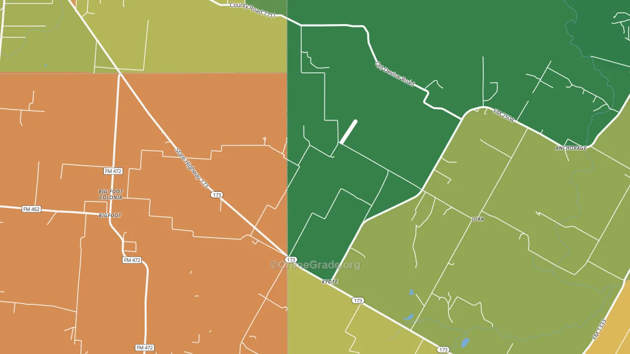 Kyote, TX Map of Assault Rates