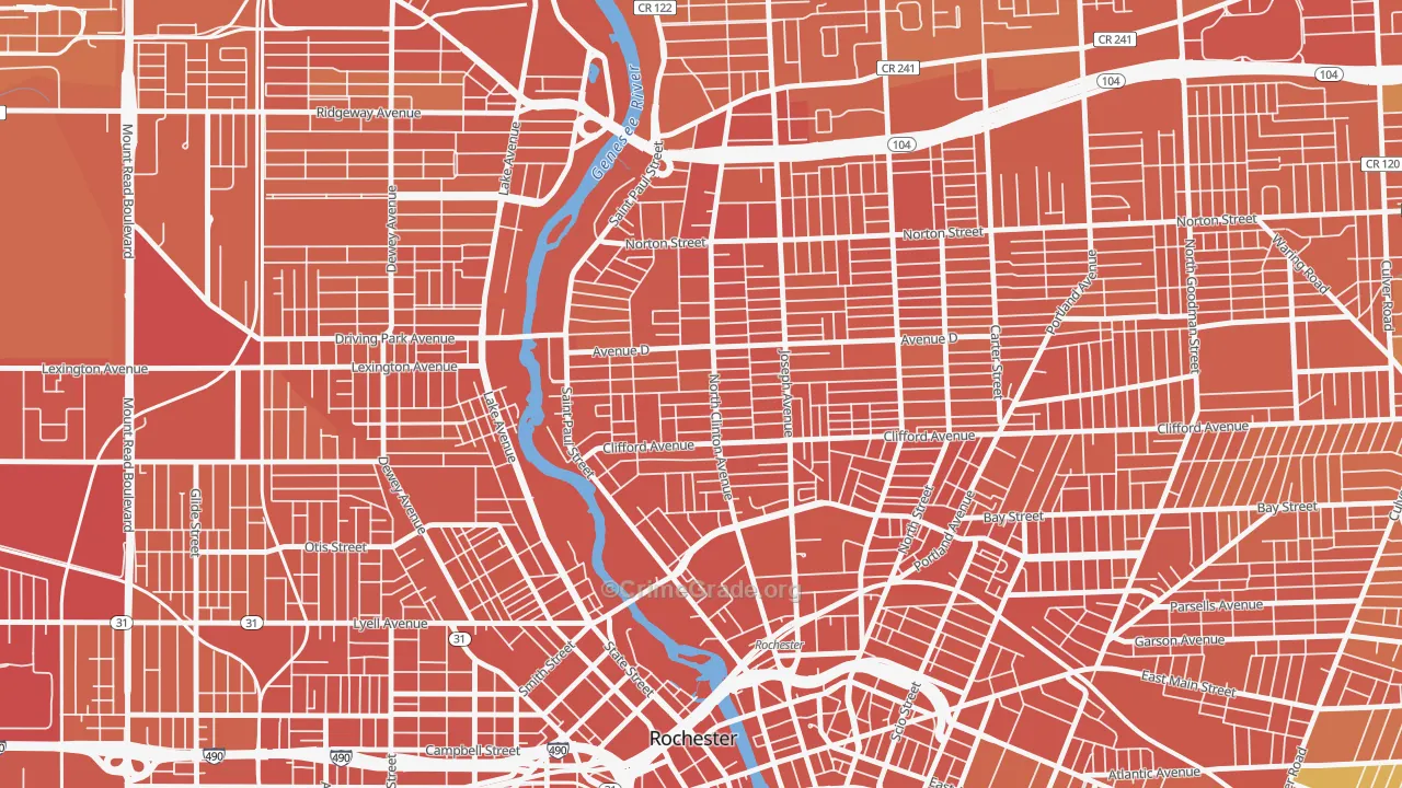 La Avenida, Rochester, NY Map of Assault Rates