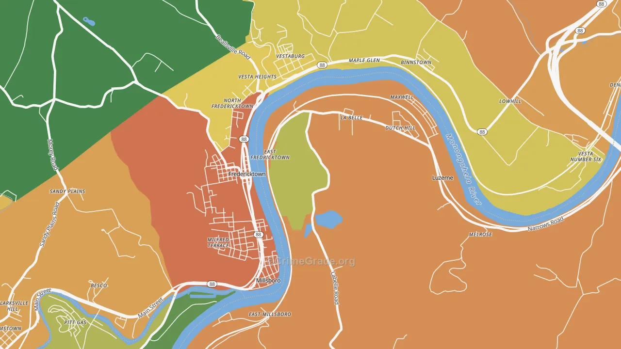 La Belle, PA Map of Assault Rates