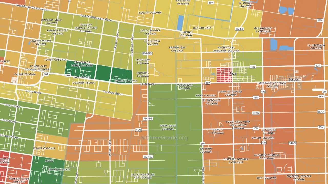 La Blanca, TX Map of Assault Rates