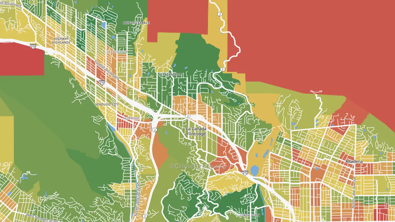 La Canada Flintridge, CA Map of Assault Rates