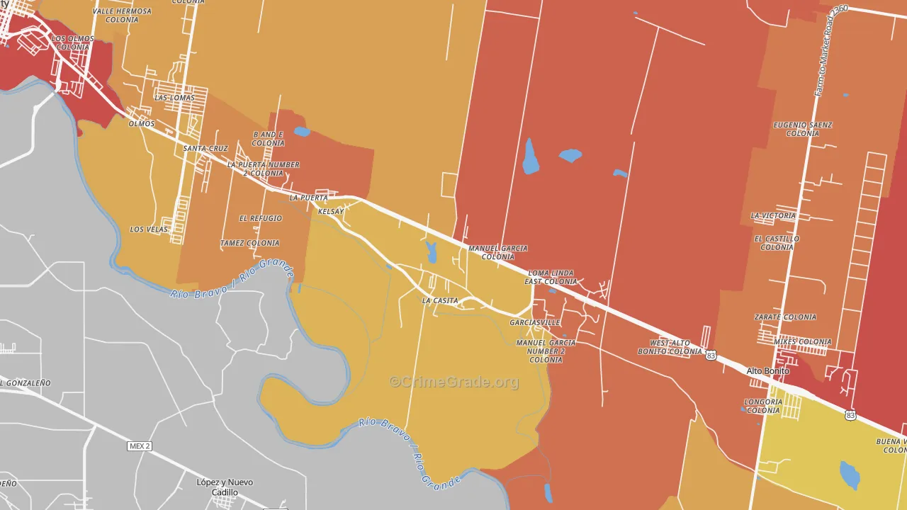 La Casita, TX Map of Assault Rates