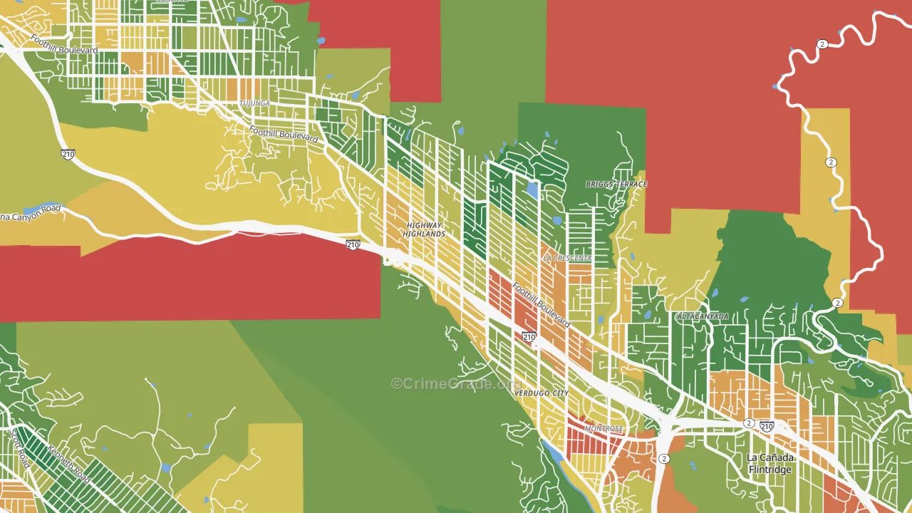 La Crescenta, CA Map of Assault Rates
