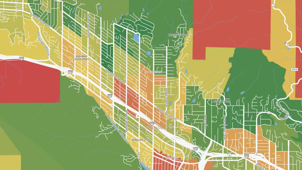 La Crescenta-Montrose, CA Map of Assault Rates