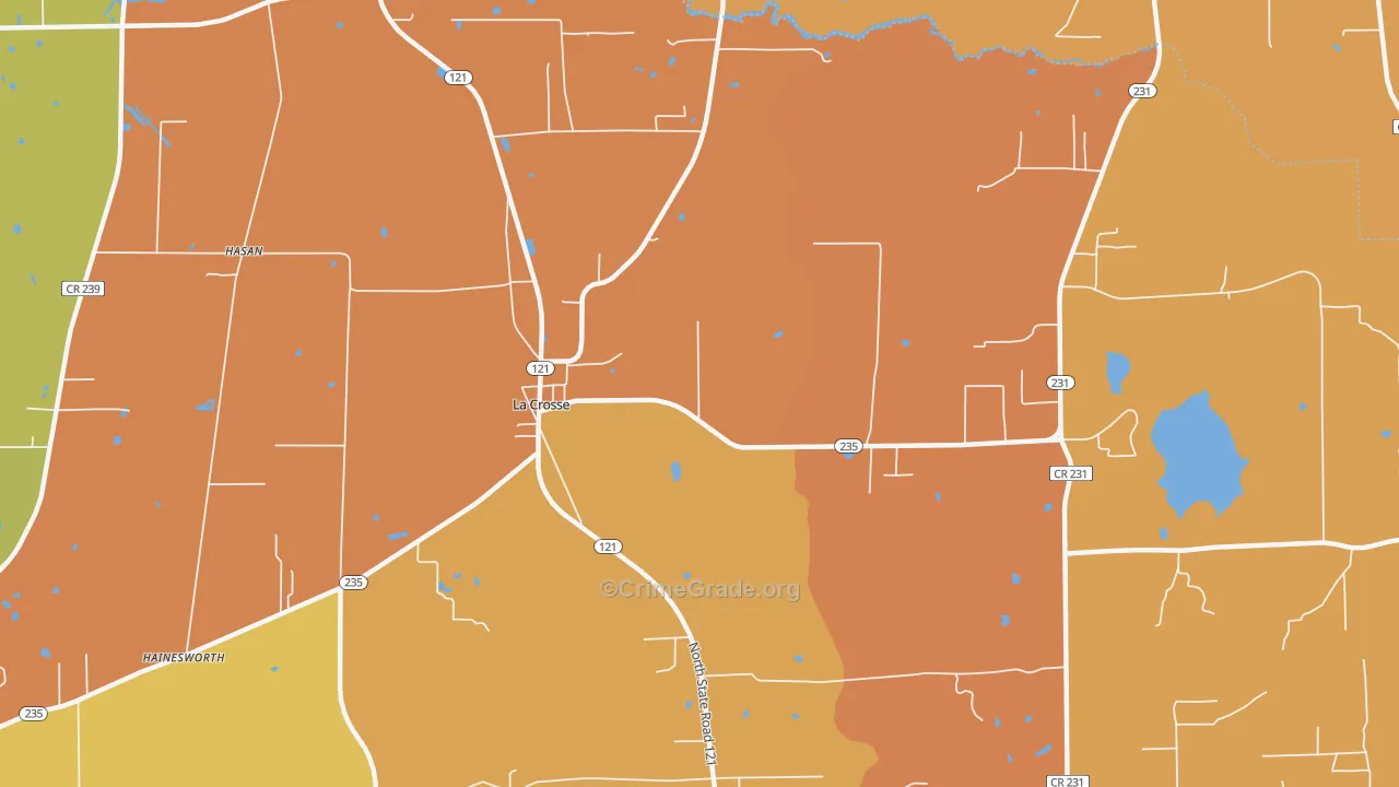 La Crosse, FL Map of Assault Rates