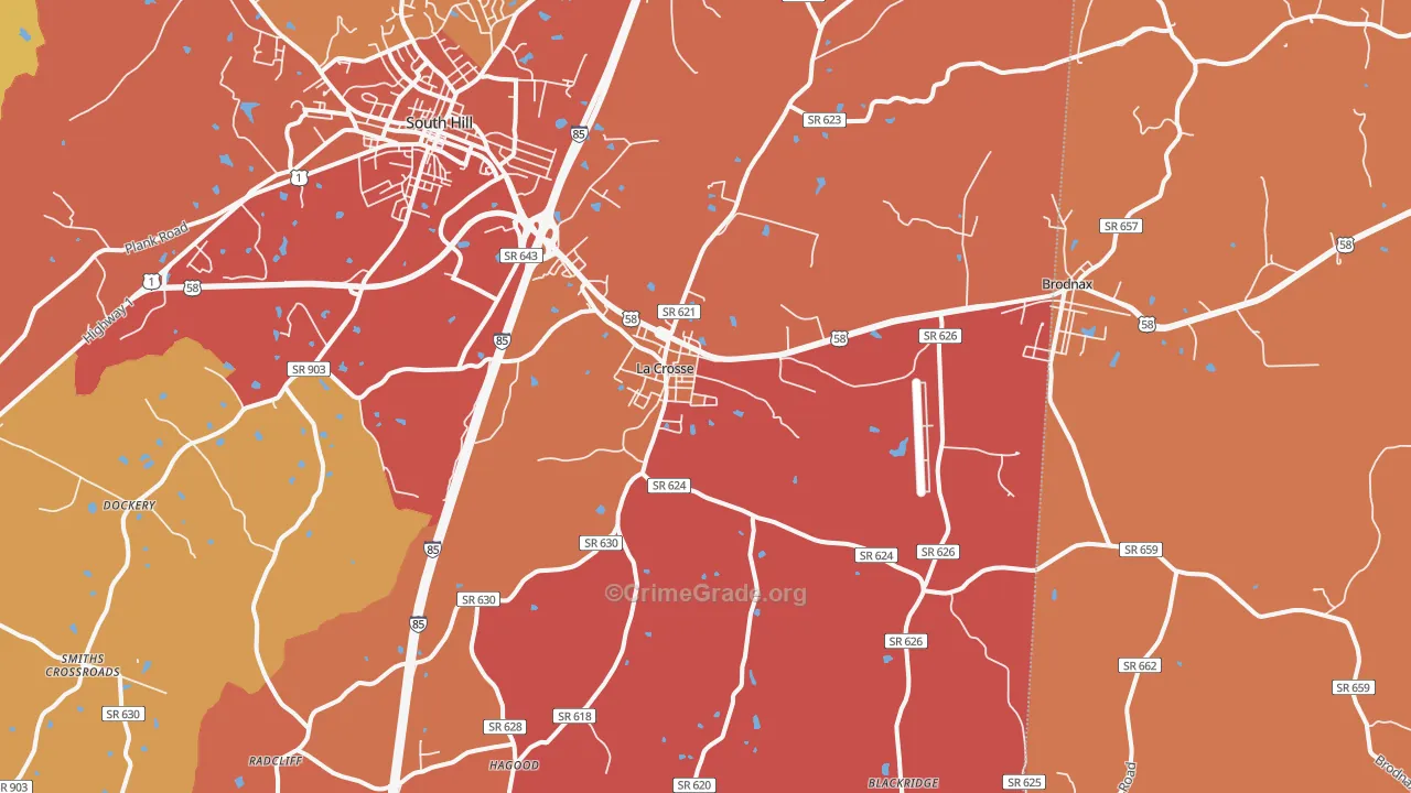 La Crosse, VA Map of Assault Rates