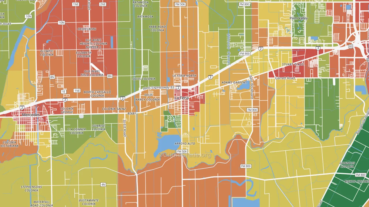 La Feria, TX Map of Assault Rates