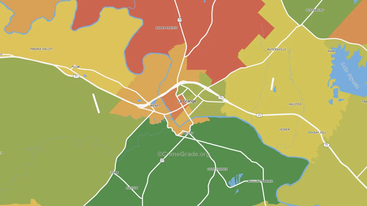 La Grange, TX Map of Assault Rates