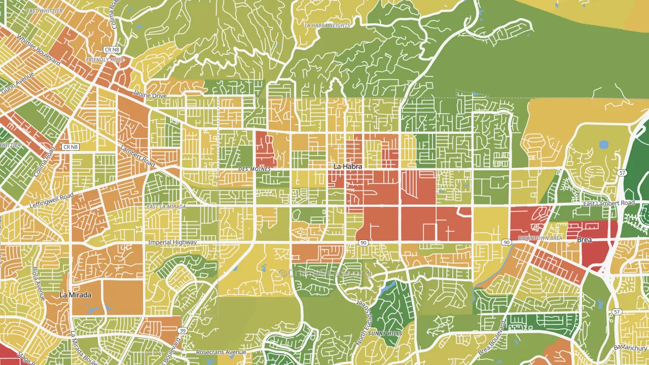 La Habra, CA Map of Assault Rates