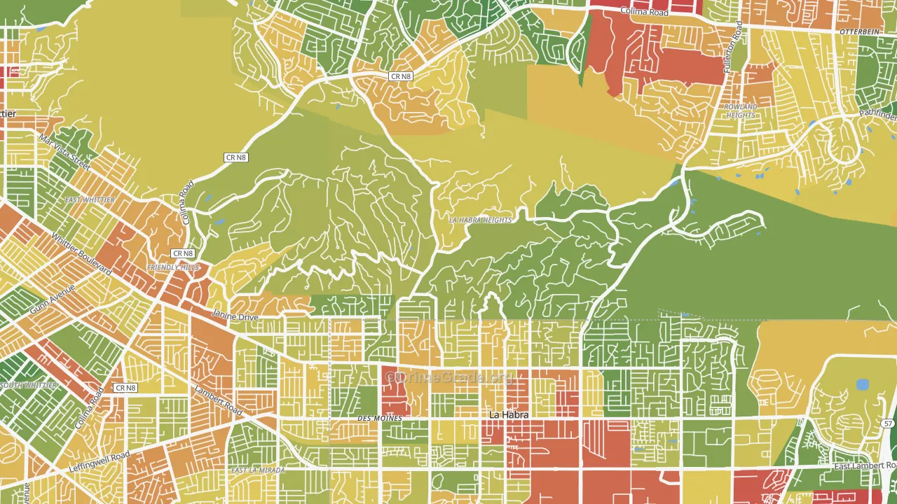 La Habra Heights, CA Map of Assault Rates