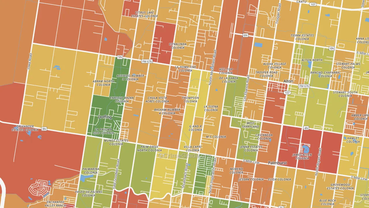 La Homa, Mission, TX Map of Assault Rates