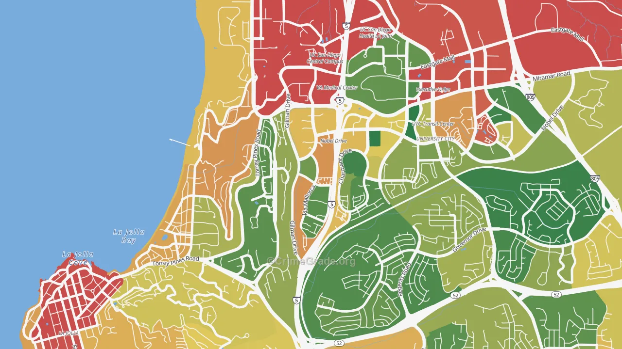 La Jolla Village, La Jolla, CA Map of Assault Rates