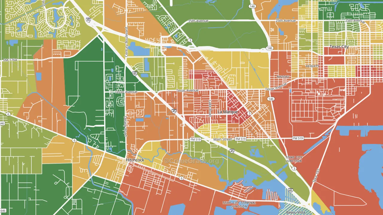 La Marque, TX Map of Assault Rates