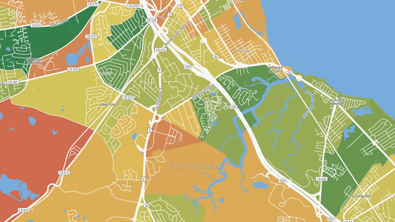 La Mer, Parlin, NJ Map of Assault Rates